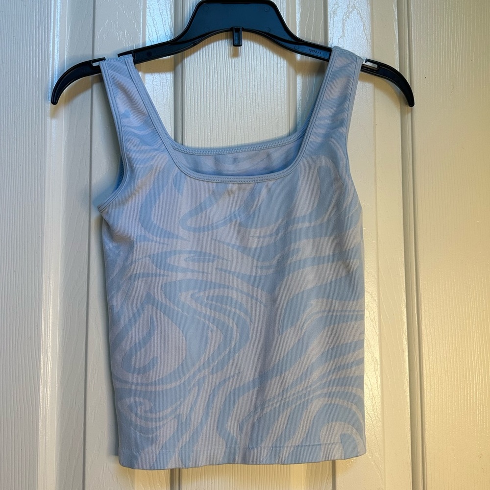 Light Blue Swirl Design Active Tank Top